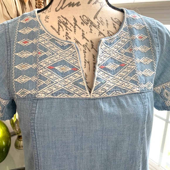 Madewell Embroidered Chambray Tunic Dress - Picture 6 of 9